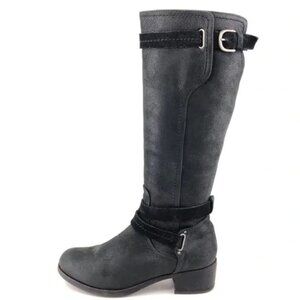 UGG Darcie Black Leather Tall Riding Boots Size 8 Fall Winter